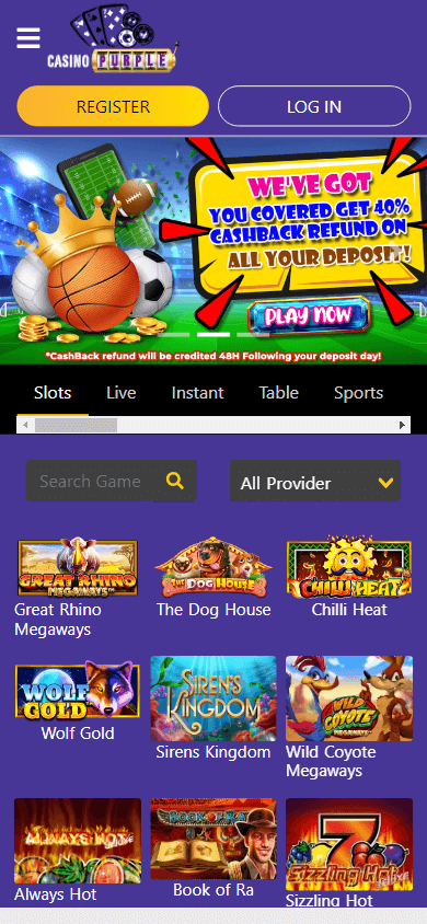 Casino Purple Mobile screenshot
